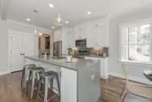 Shaker White Cabinets in Kitchen with Island